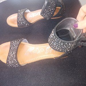 Black / rhinestone ankle strap sandals